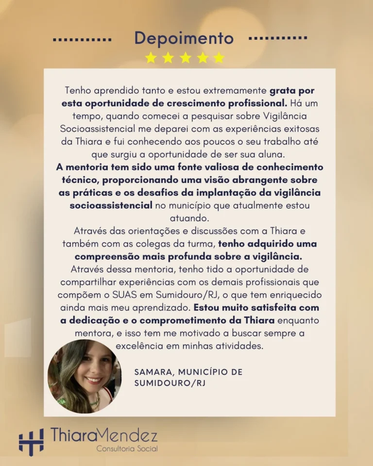 Depoimento - Samara, assistente social no munícipio de Sumidouro/RJ